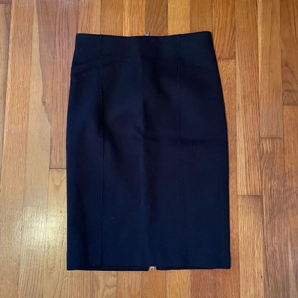 J CREW | black pencil silk skirt XS